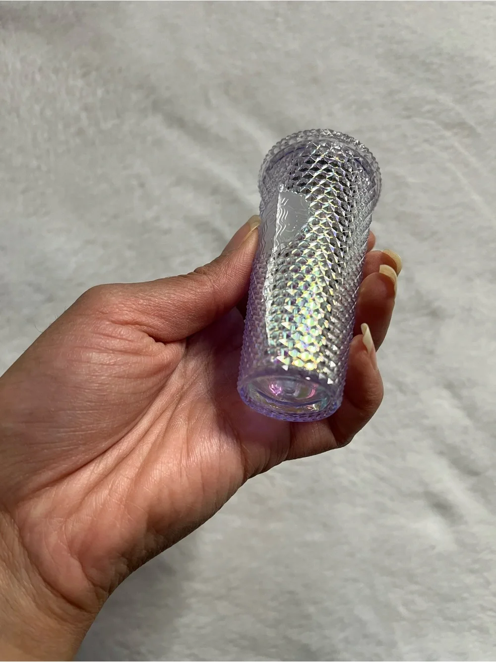 Starbucks white Iridescent Studded Cold Cup with Clear Straw